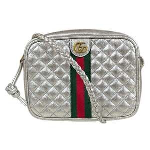 GUCCI Authentic Silver GG Marmont Shoulder Bag